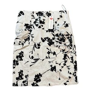 Floral Black and White Midi Skirt